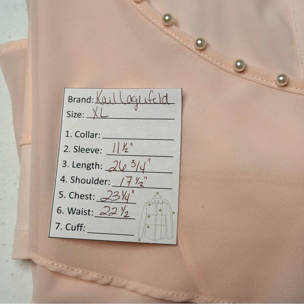 Karl Lagerfeld Paris Tiered Short Sleeve Soft Pink Layered Blouse - Picture 13 of 13